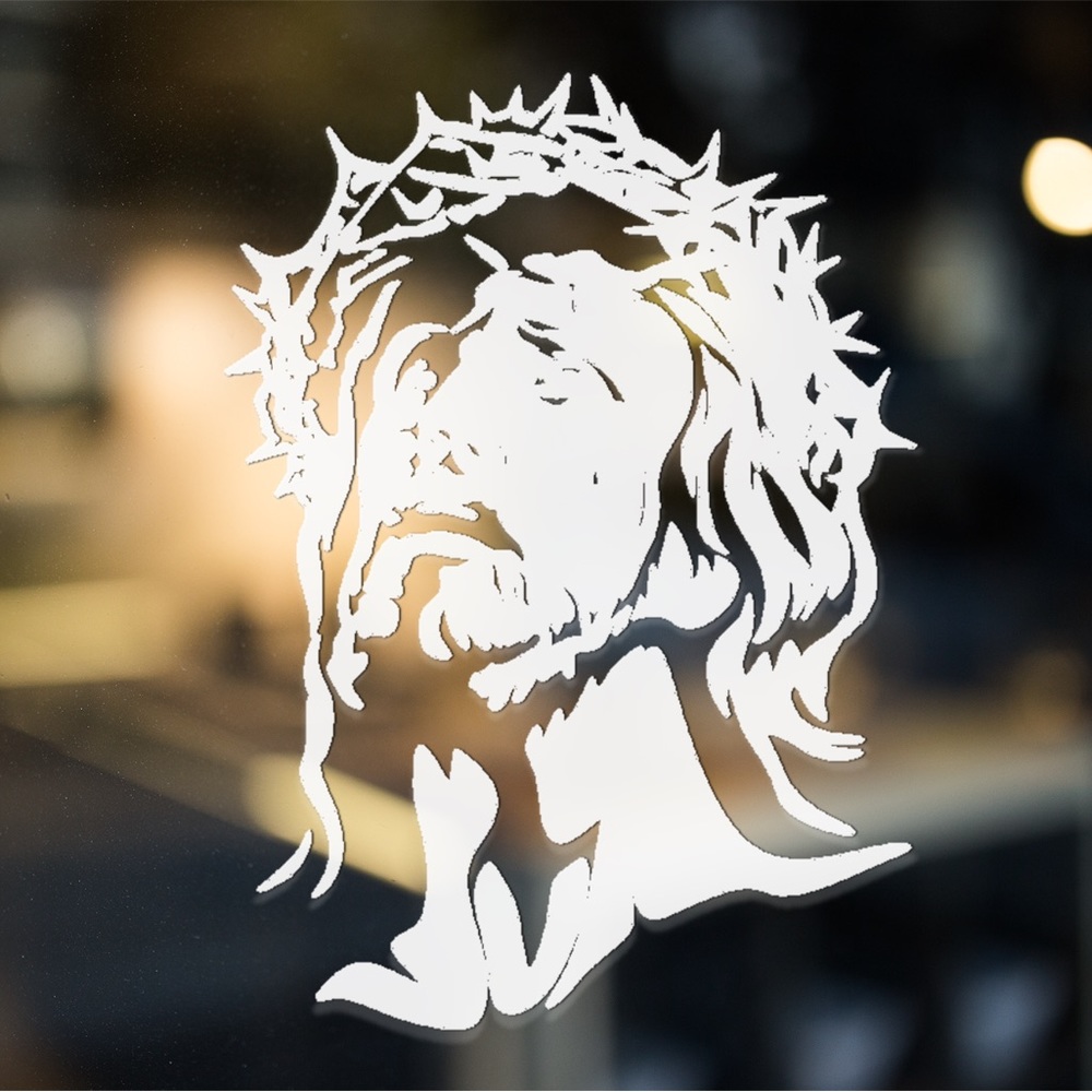 NWT Glow In The Dark WHITE Decal! 10” height “Holy Face Of Jesus” Sticker Decal